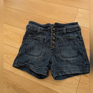 Pilcro and the Letterpress Dark Blue Jean Shorts High Rise Slim